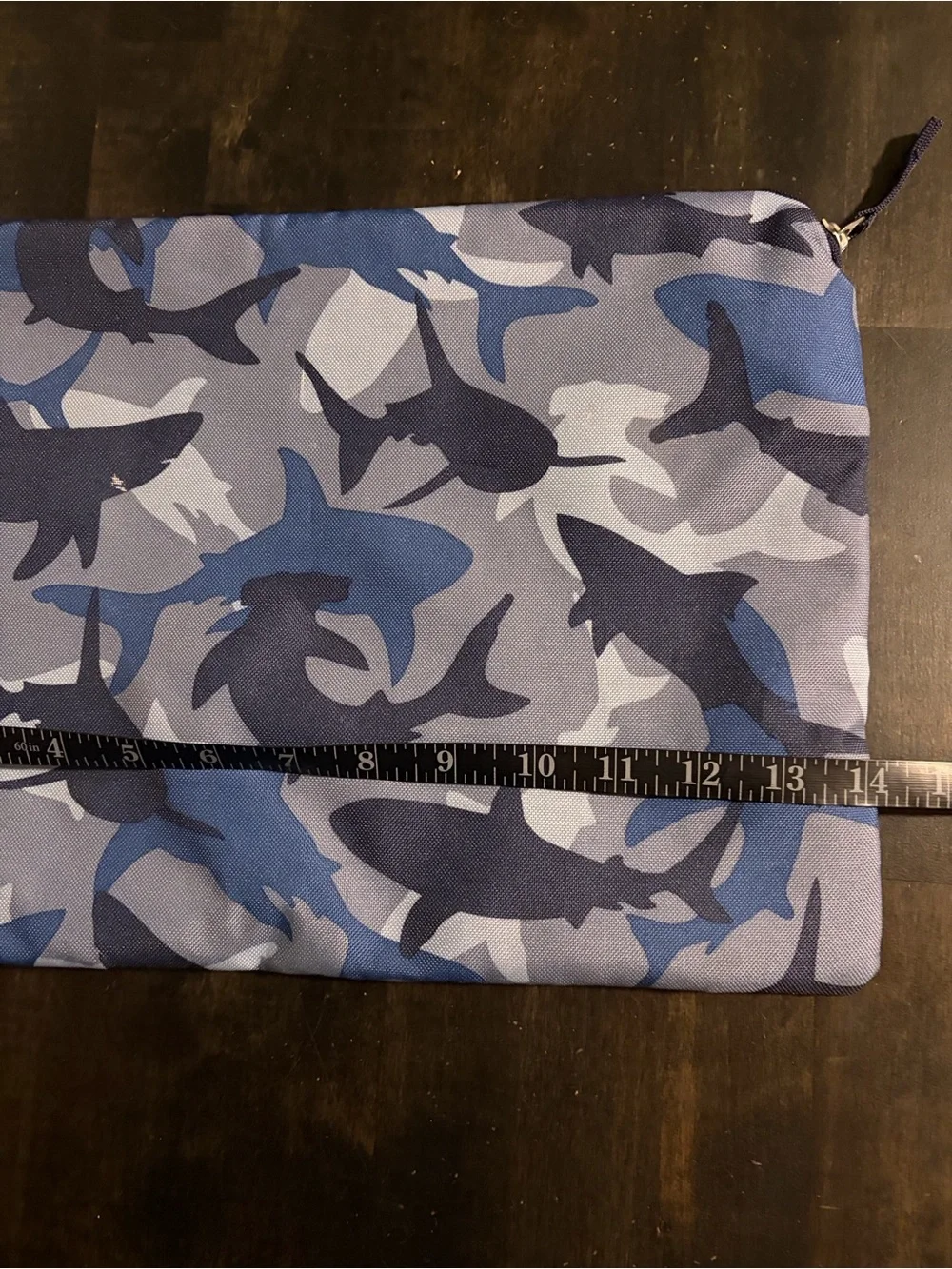 Pottery Barn Kids Gray & Blue Sharks Toiletry Large Zippered Pouch